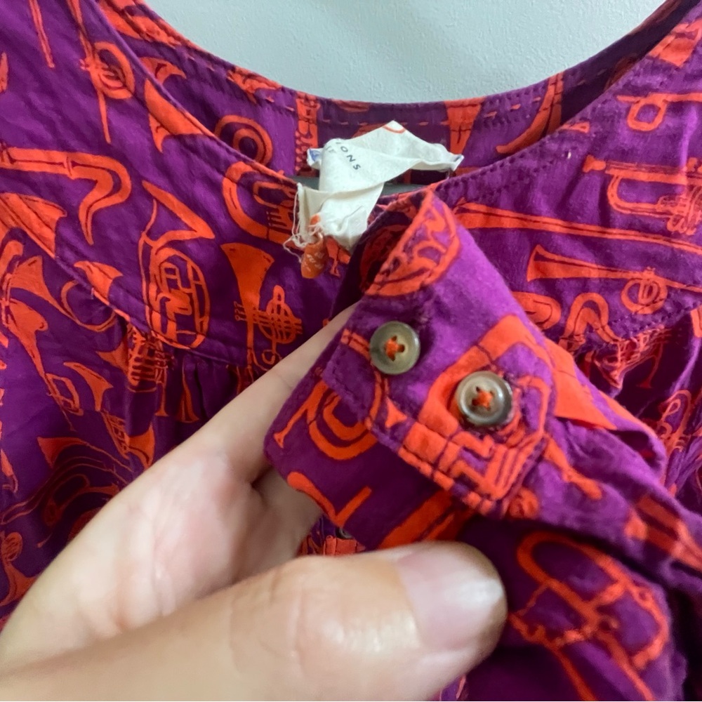 Anthropologie Conversations Horn Print Button Front Blouse Size 6 - Picture 7 of 9